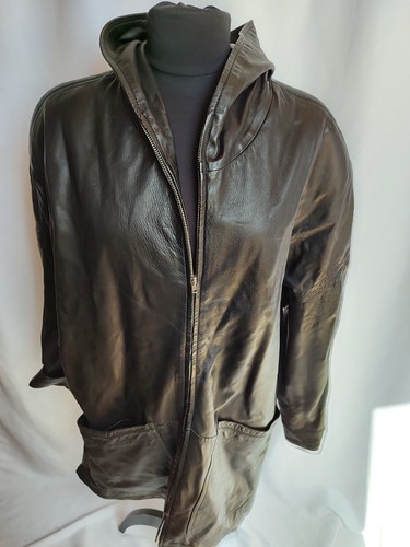 Vintage schwarz leder - leder, kapuzen