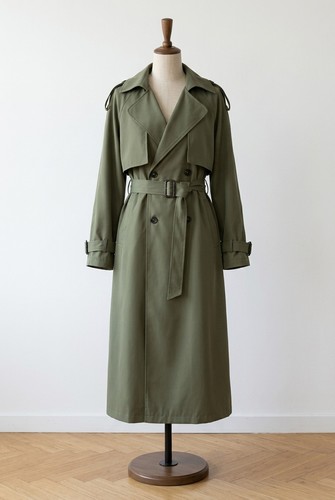 Damen trenchcoat khaki lang - khaki,