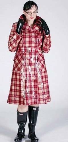 Vintage rot pvc gummimantel - pvc,